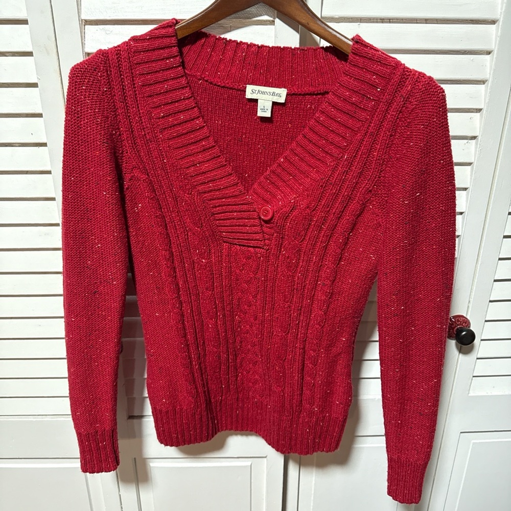 St. John's Bay V-Neck Red Sweater for Women